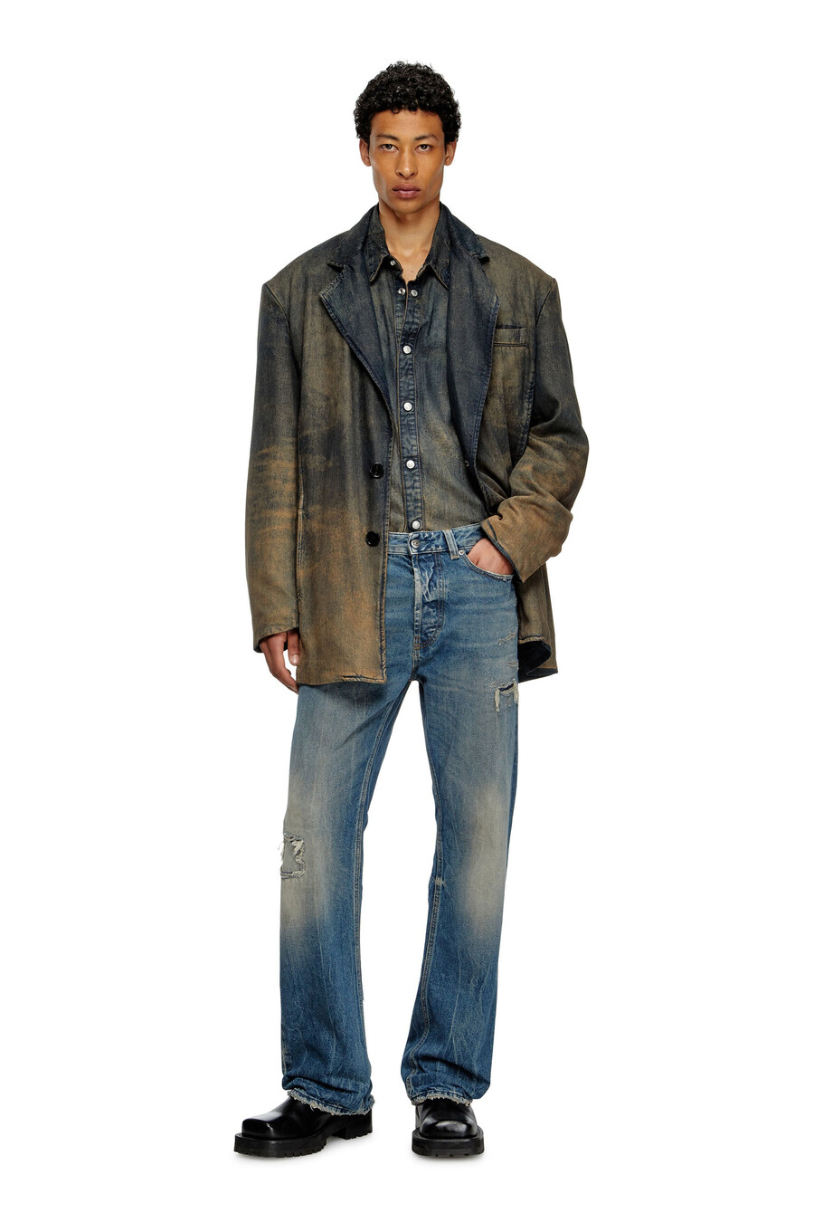 jeans da uomo rilassati blu medio diesel 1980 d-eeper