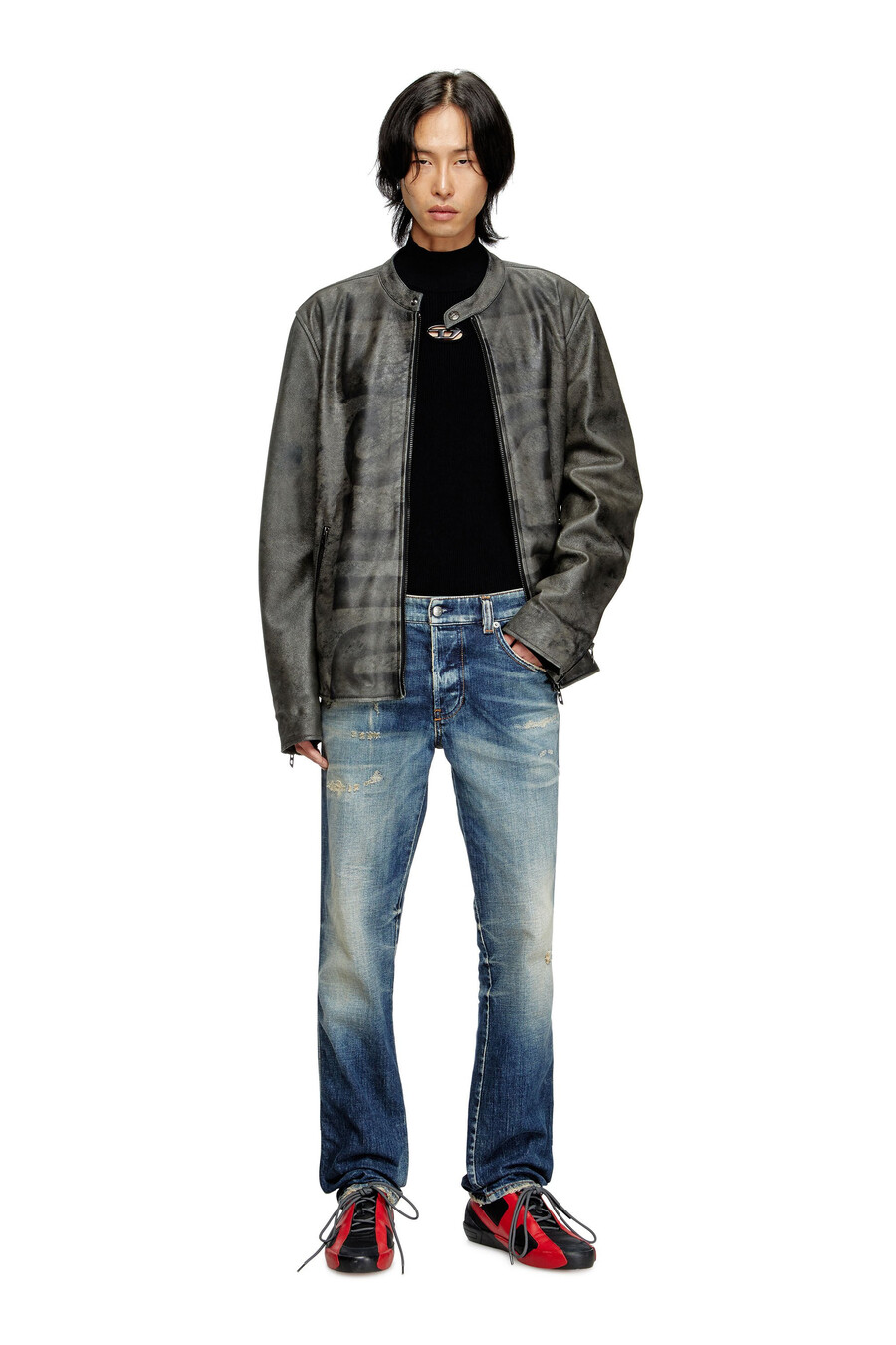 jeans slim da uomo blu scuro diesel 1993 d-vil