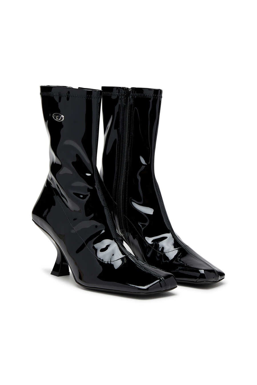 stivaletti da donna d-amber in vernice elasticizzata pu nero diesel