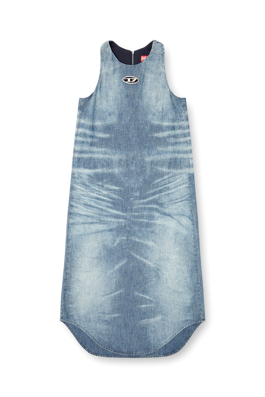 abito lungo da donna in denim marmorizzato blu diesel