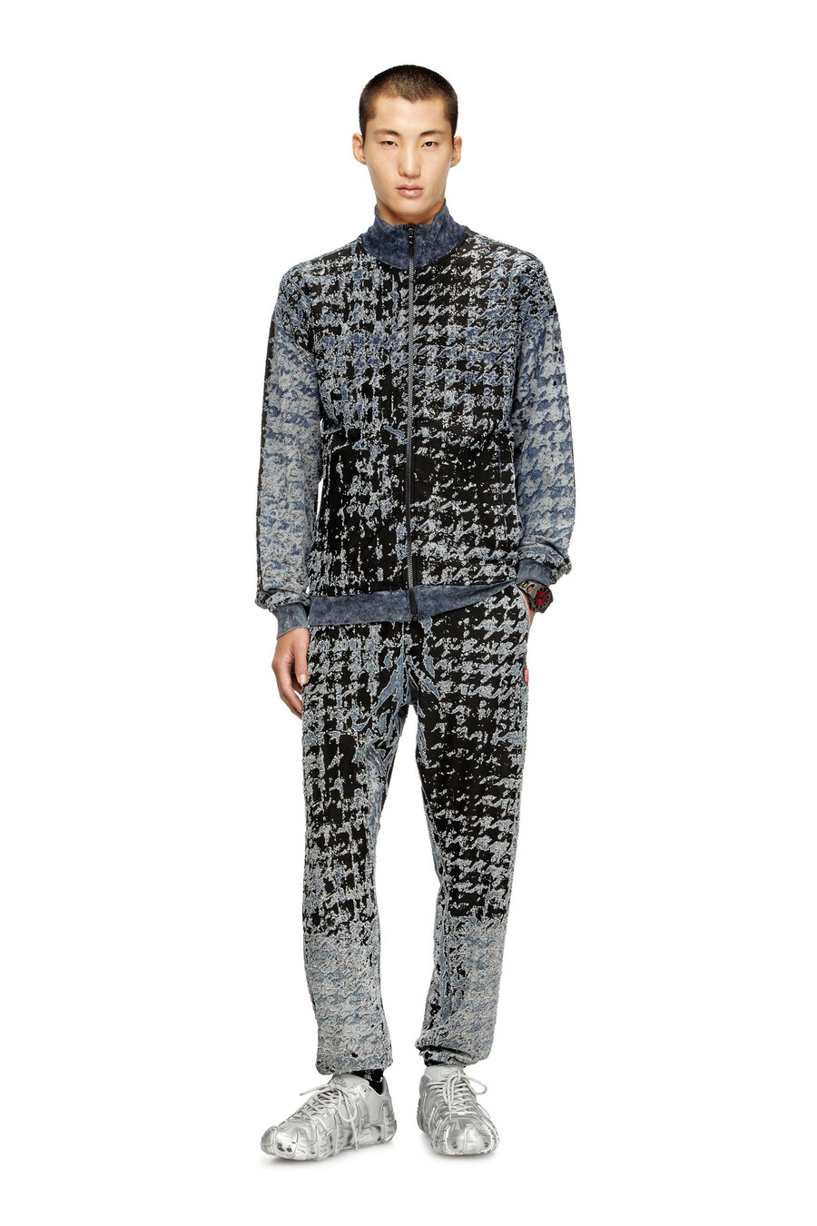 top con zip pied de poule devoré da uomo multicolore diesel