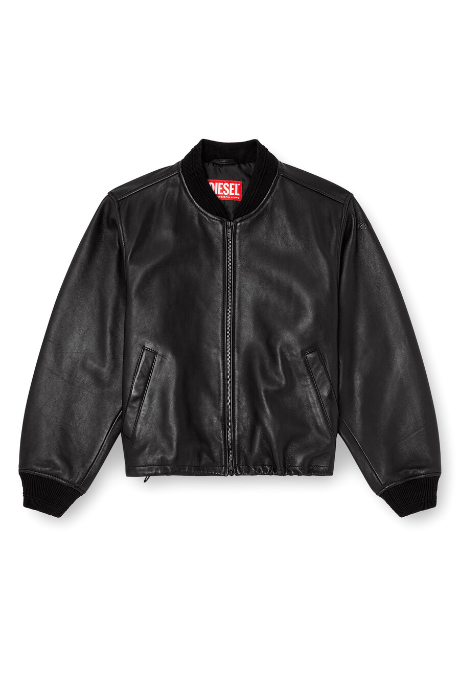 giubbotto bomber in pelle da donna nero diesel