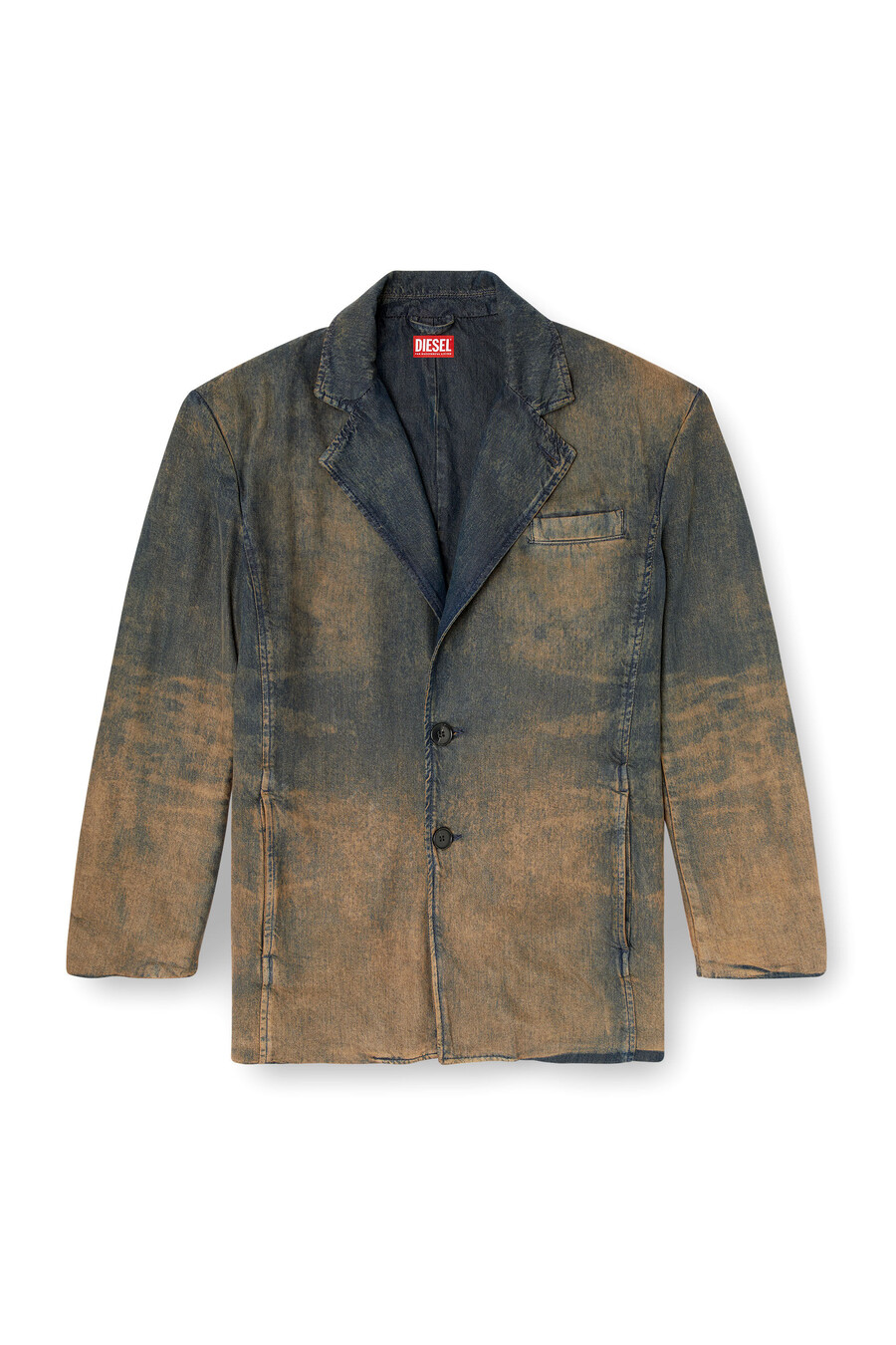 blazer da donna in denim sfumato fluido blu diesel