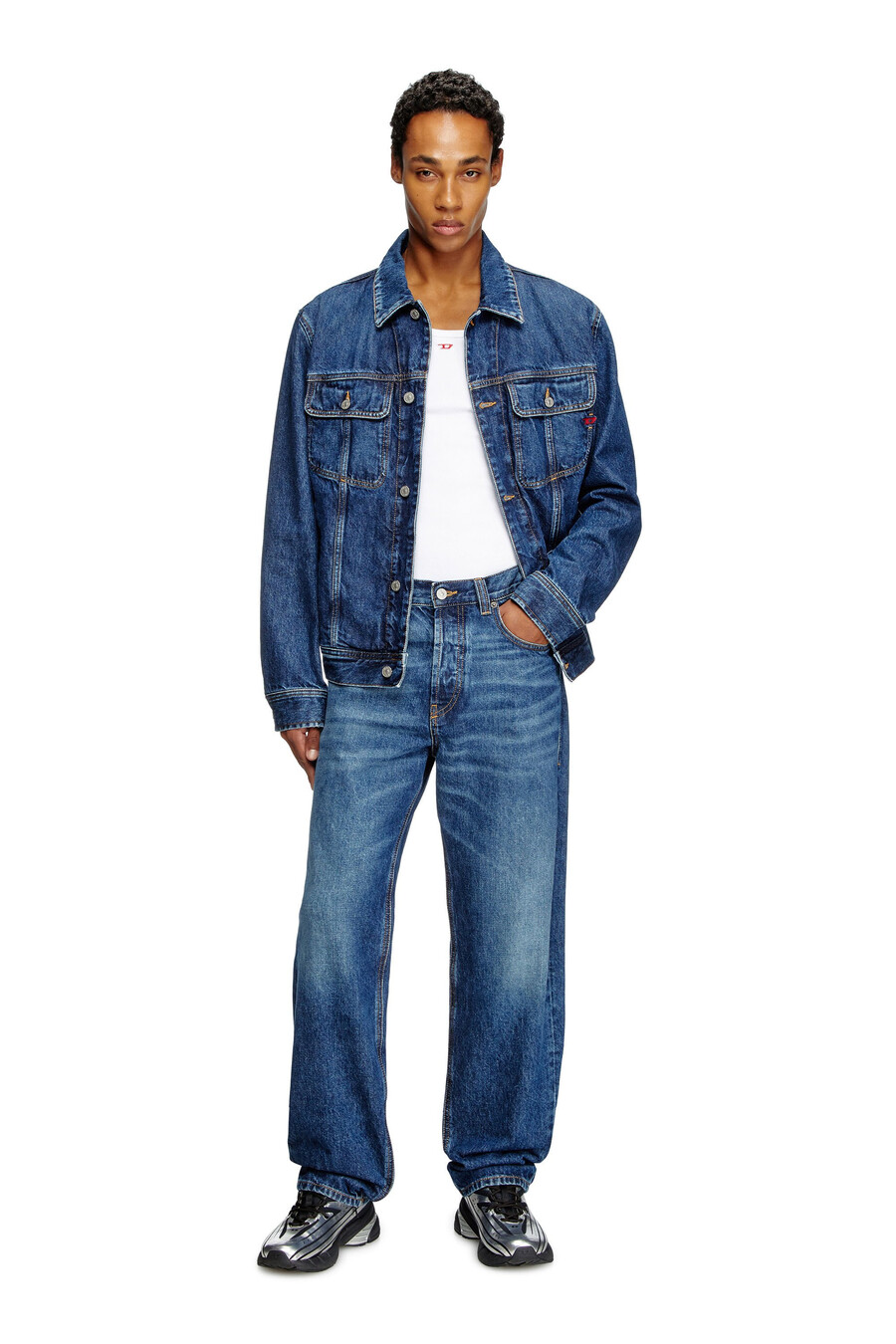 giacca da camionista regular fit da uomo blu diesel