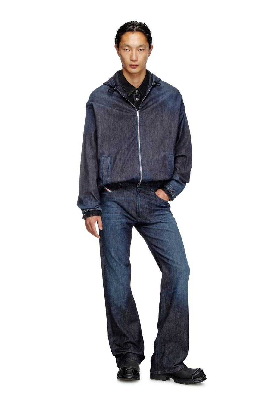 giacca joggjeans con cappuccio da uomo blu diesel