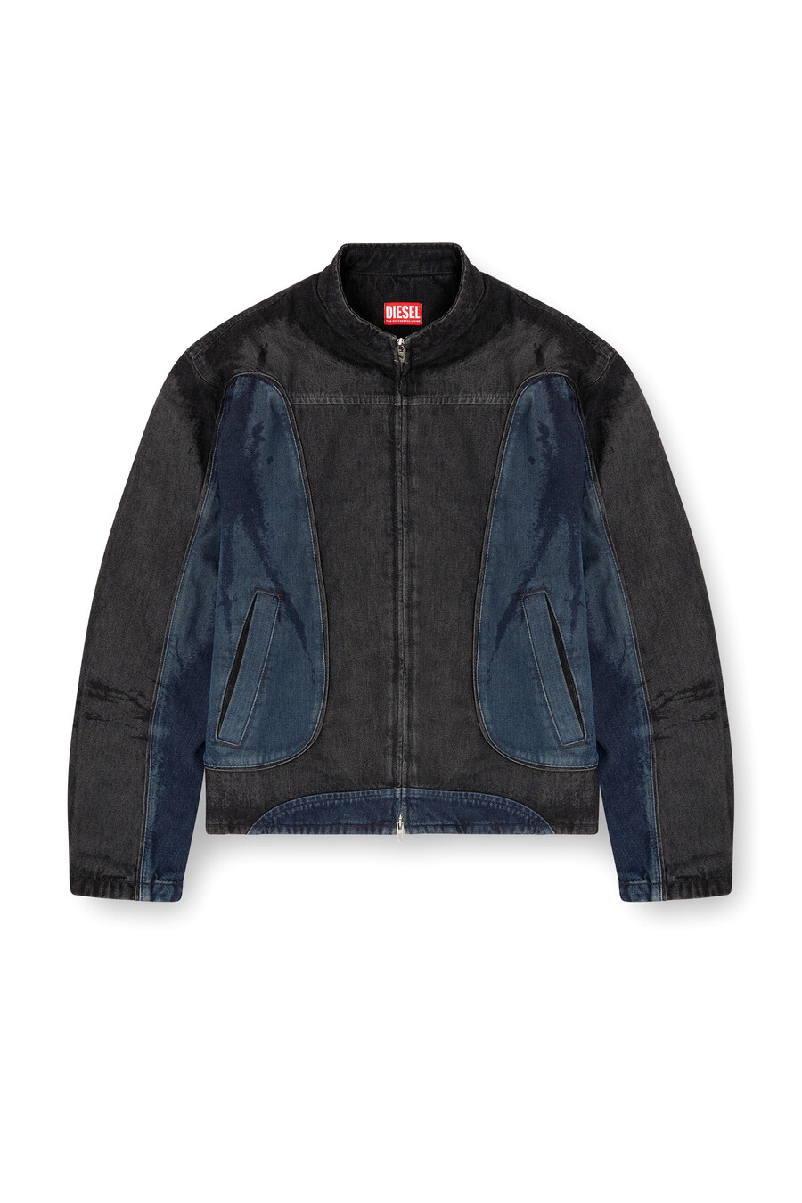 giacca da uomo in stile biker in denim bicolore multicolore diesel