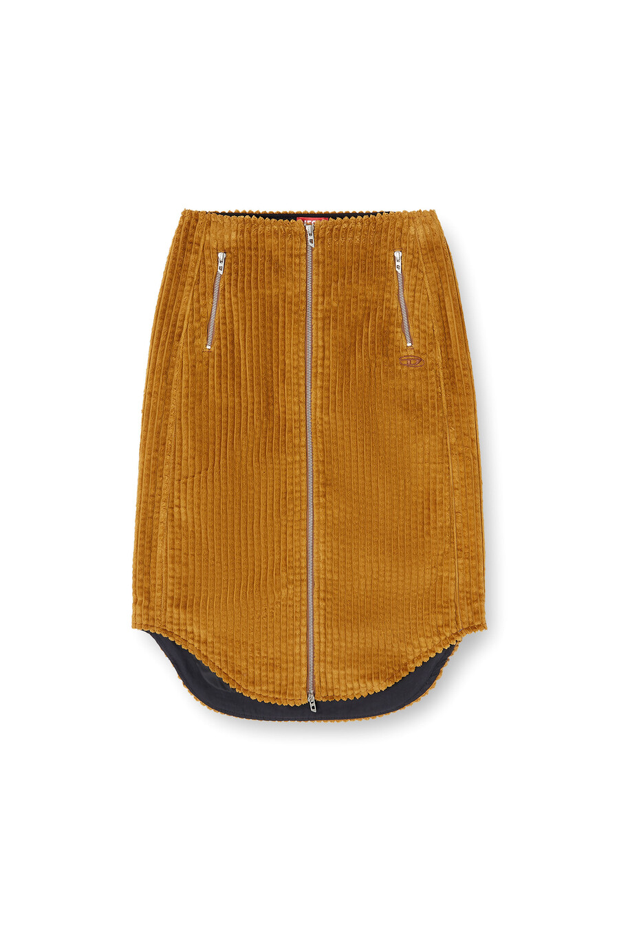 gonna midi in cotone da donna con cerniera marrone diesel