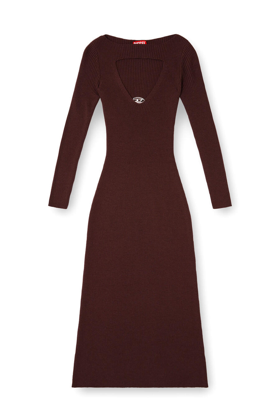 abito midi in lana con intarsio da donna rosso diesel
