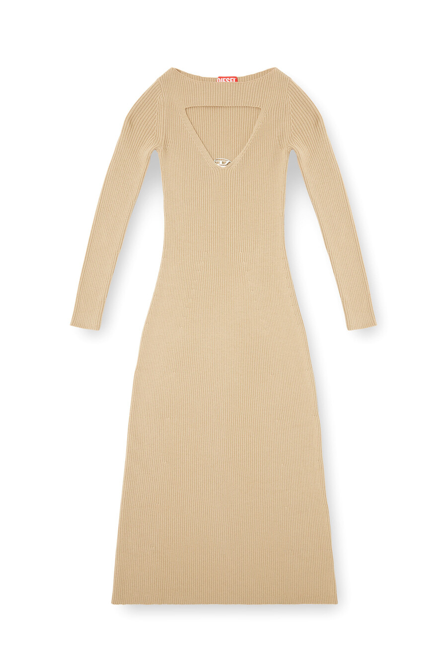 abito midi in lana con intarsio da donna beige diesel