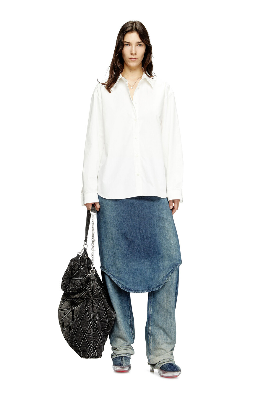 camicia da donna boyfriend con d ovale bianca diesel