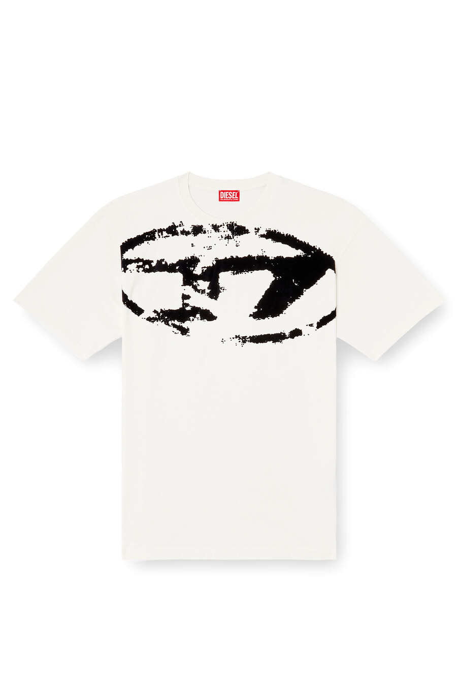 t-shirt da uomo con logo floccato effetto consumato multicolore diesel