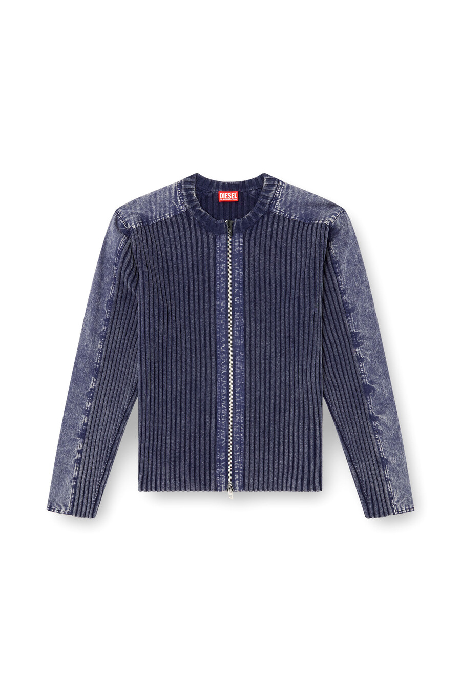 cardigan con zip e pannelli a contrasto da uomo blu diesel