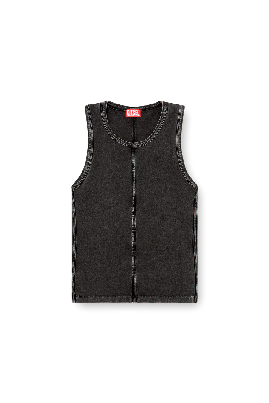 canotta da uomo in jersey effetto denim nero diesel