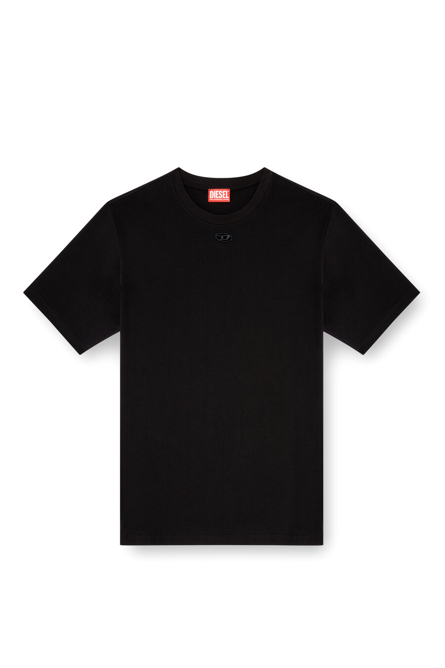 t-shirt da uomo con taglio ovale d nero diesel