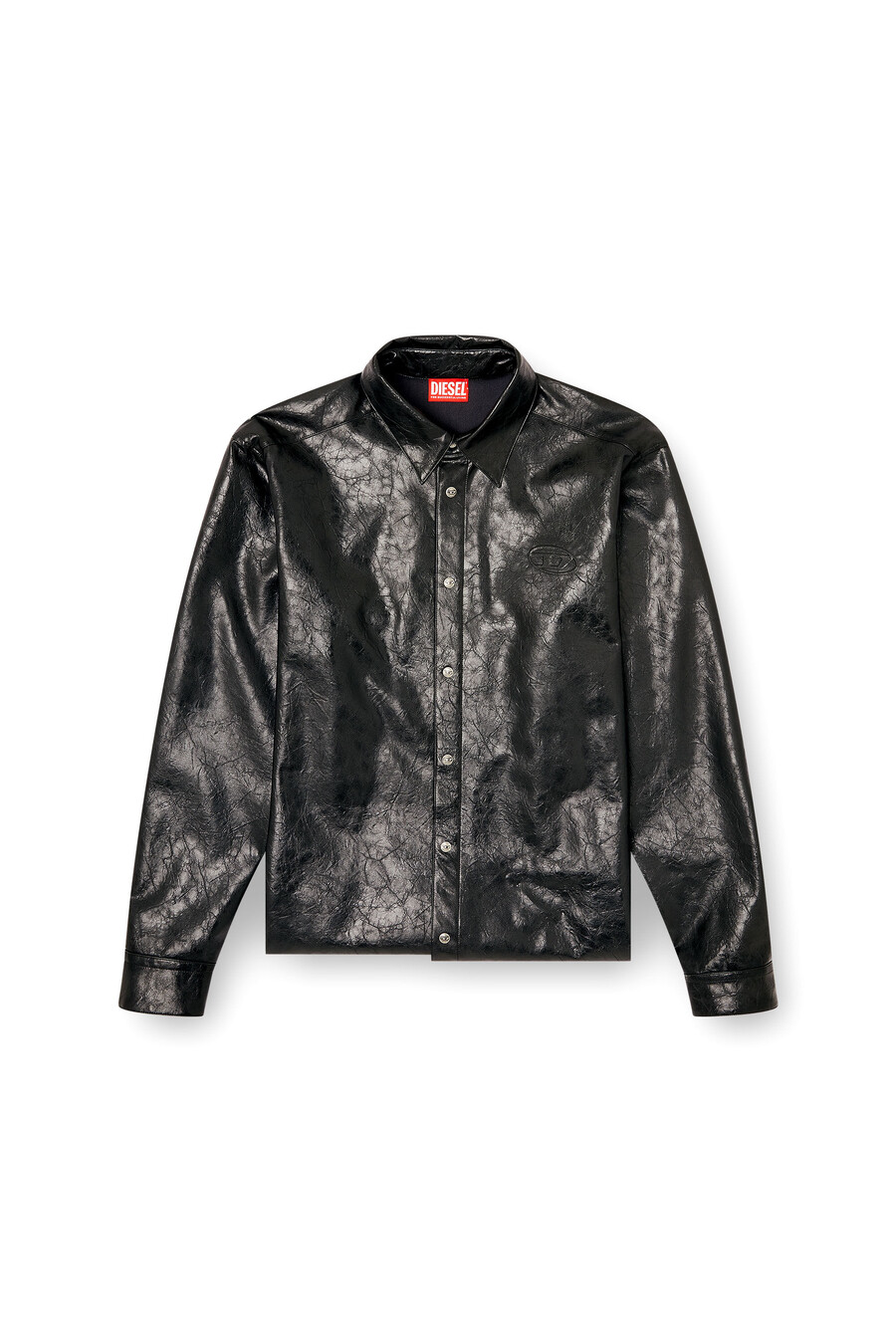 camicia testurizzata da uomo con bottoni firmati nero diesel