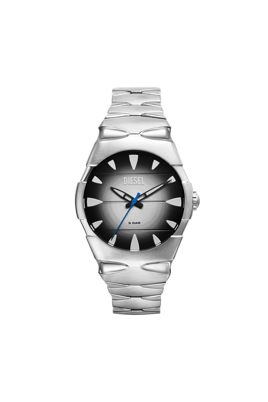 orologio da uomo d-sruptor a tre lancette in acciaio inossidabile argento diesel