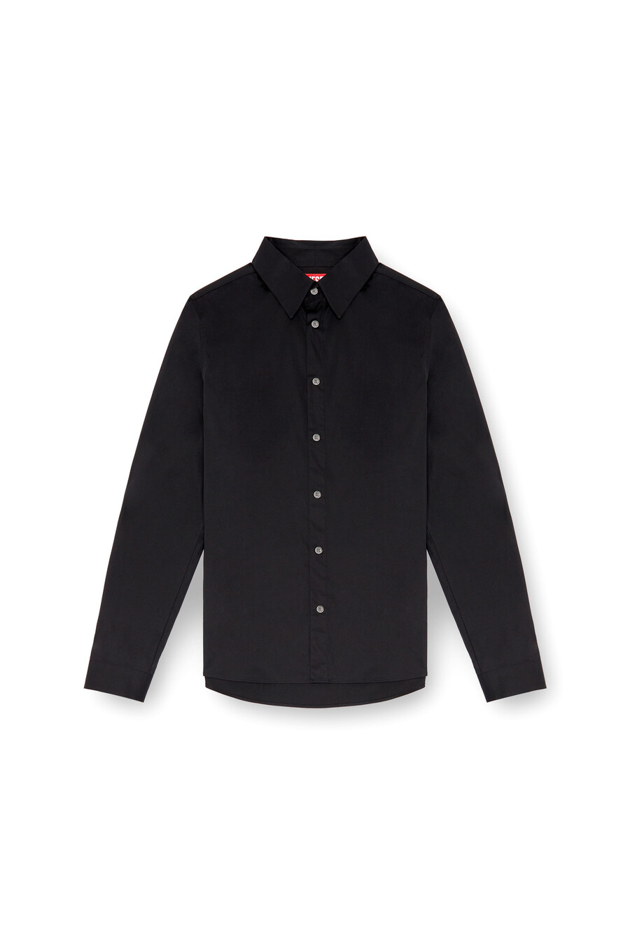 camicia formale da uomo con colletto con logo ricamato nero diesel