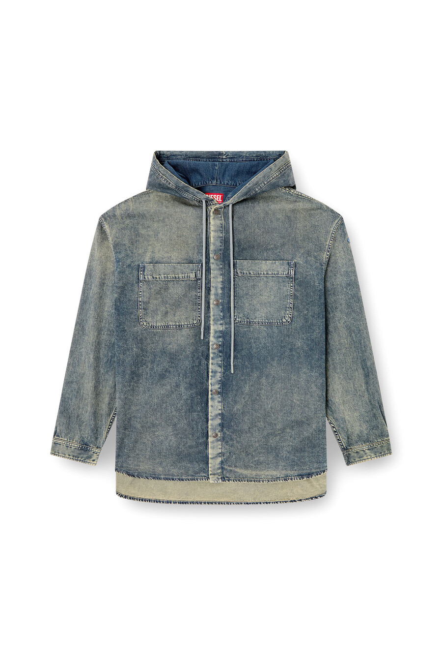 camicia da uomo in denim spalmato marmorizzato blu diesel