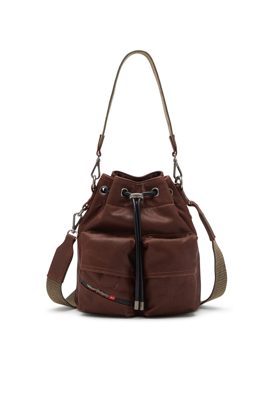women multi-pkts - borsa in cotone con tasche multiple marrone diesel