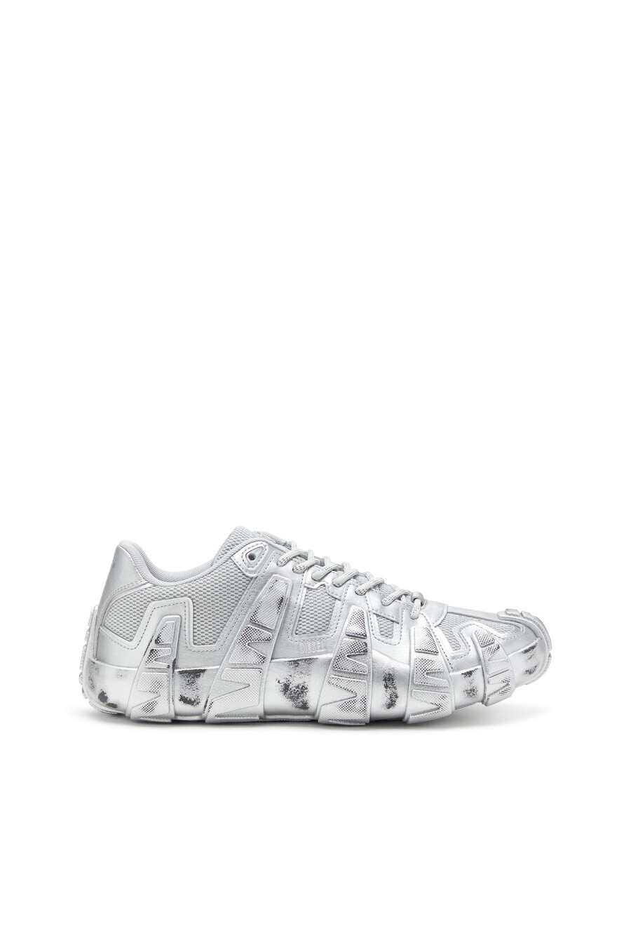 sneakers da uomo sd-griffe-metallic in mesh e pu argento diesel