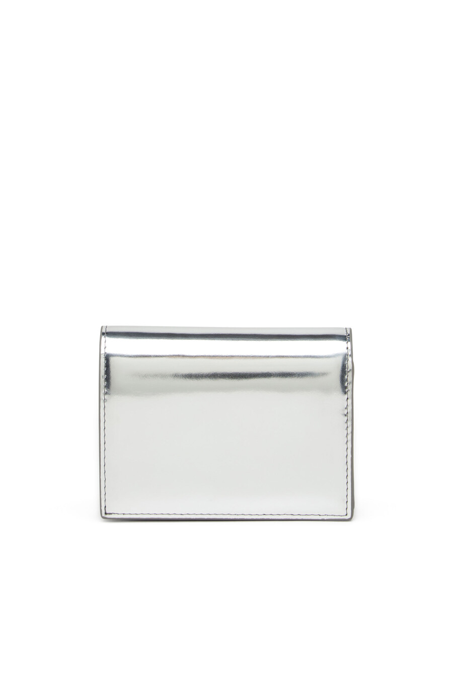 portafoglio bi-fold da donna in pelle specchiata argento diesel
