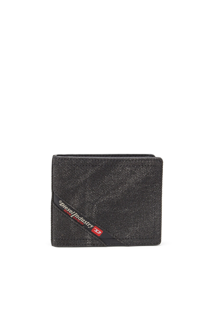portafoglio da uomo in denim con logo nero diesel