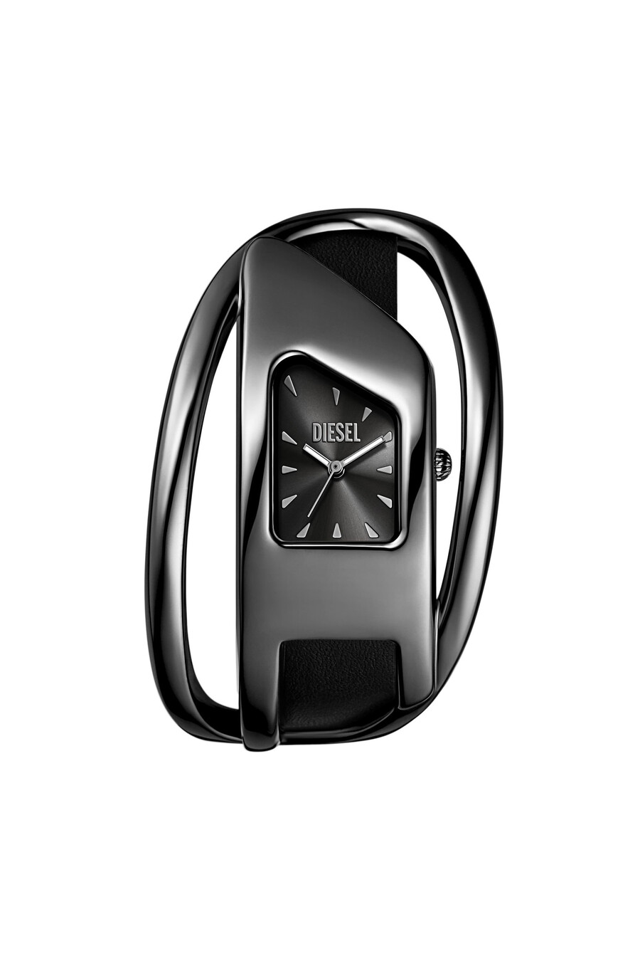 orologio da donna wrap-d in pelle nera nero diesel