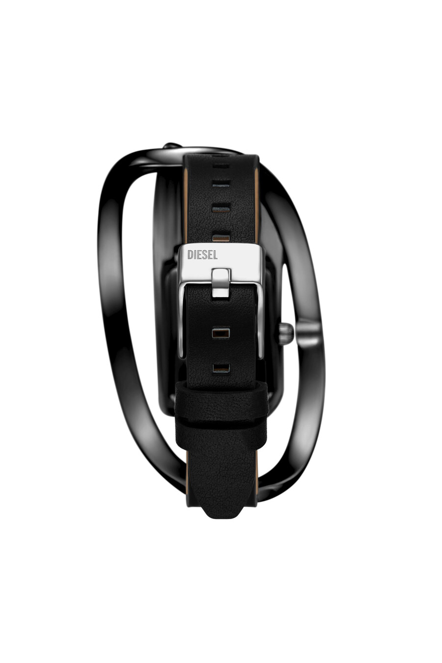 orologio da donna wrap-d in pelle nera nero diesel